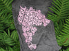 Slate Burnout with Pink Botanical Design